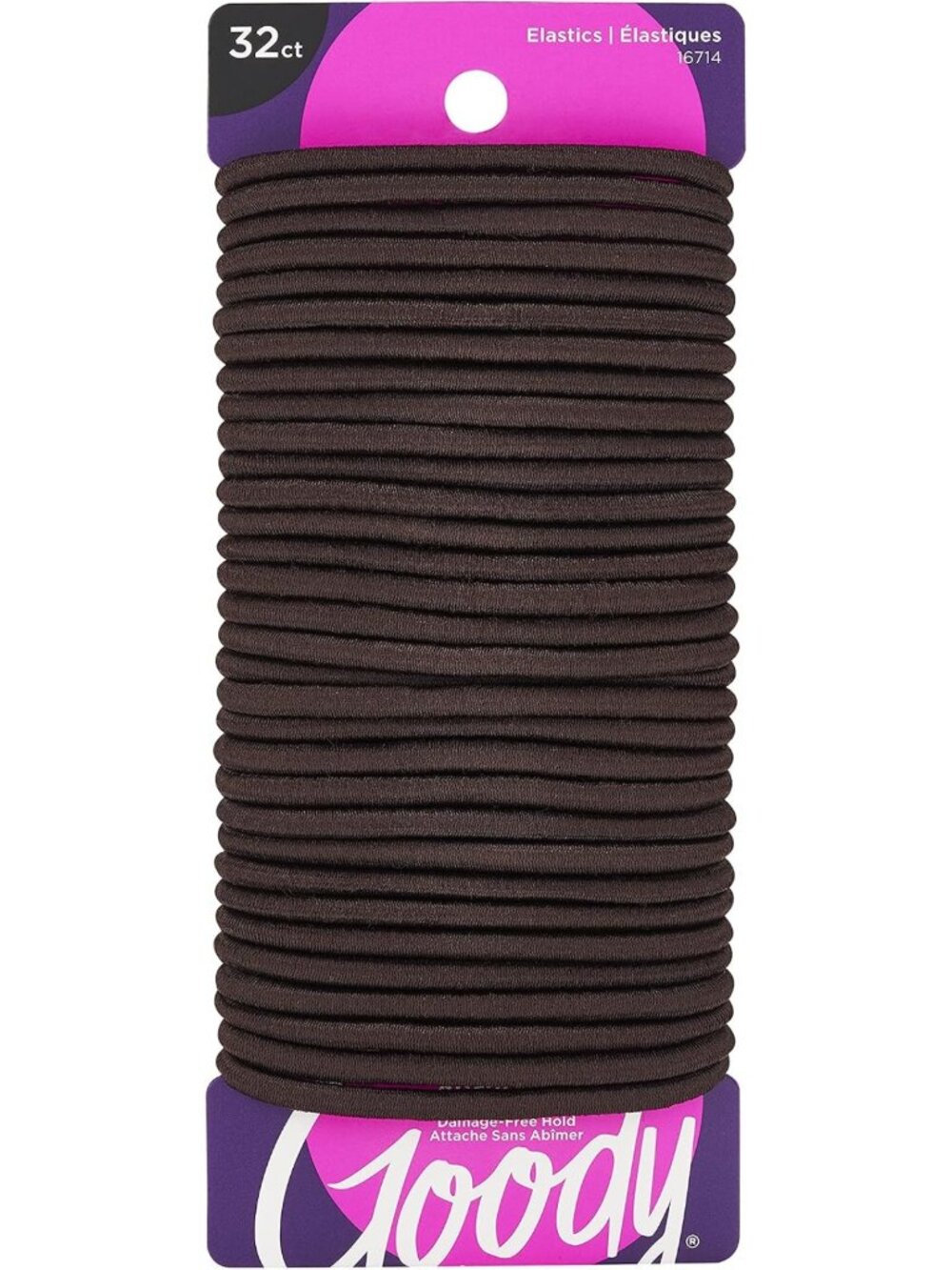 Ouchless Hair Braided Elastics for Medium Hair, 4mm, Brown, 32 Count Pack